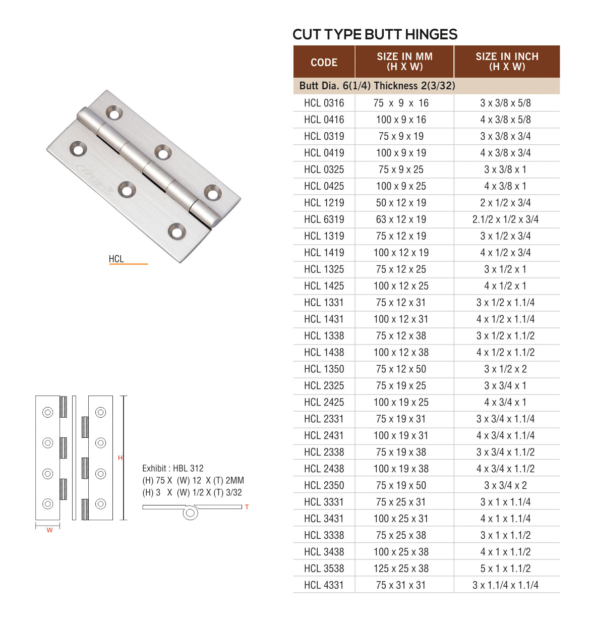 HCL by Decor Brass Hardware Hinges