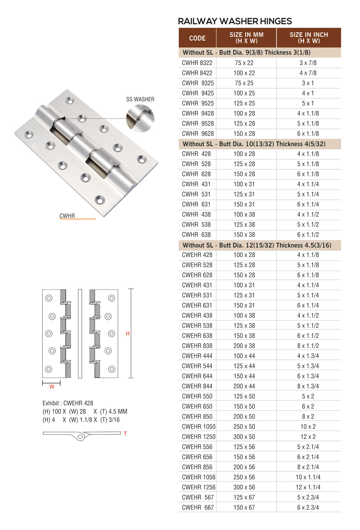 CWHR by Decor Brass Hardware Hinges