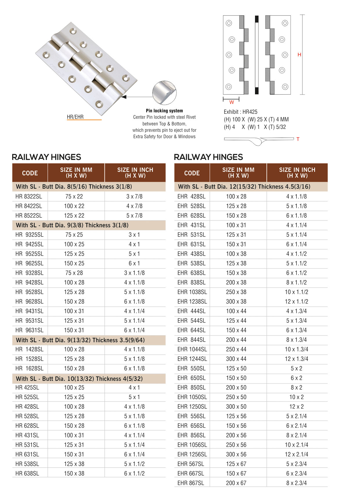 HR/EHR by Decor Brass Hardware Hinges