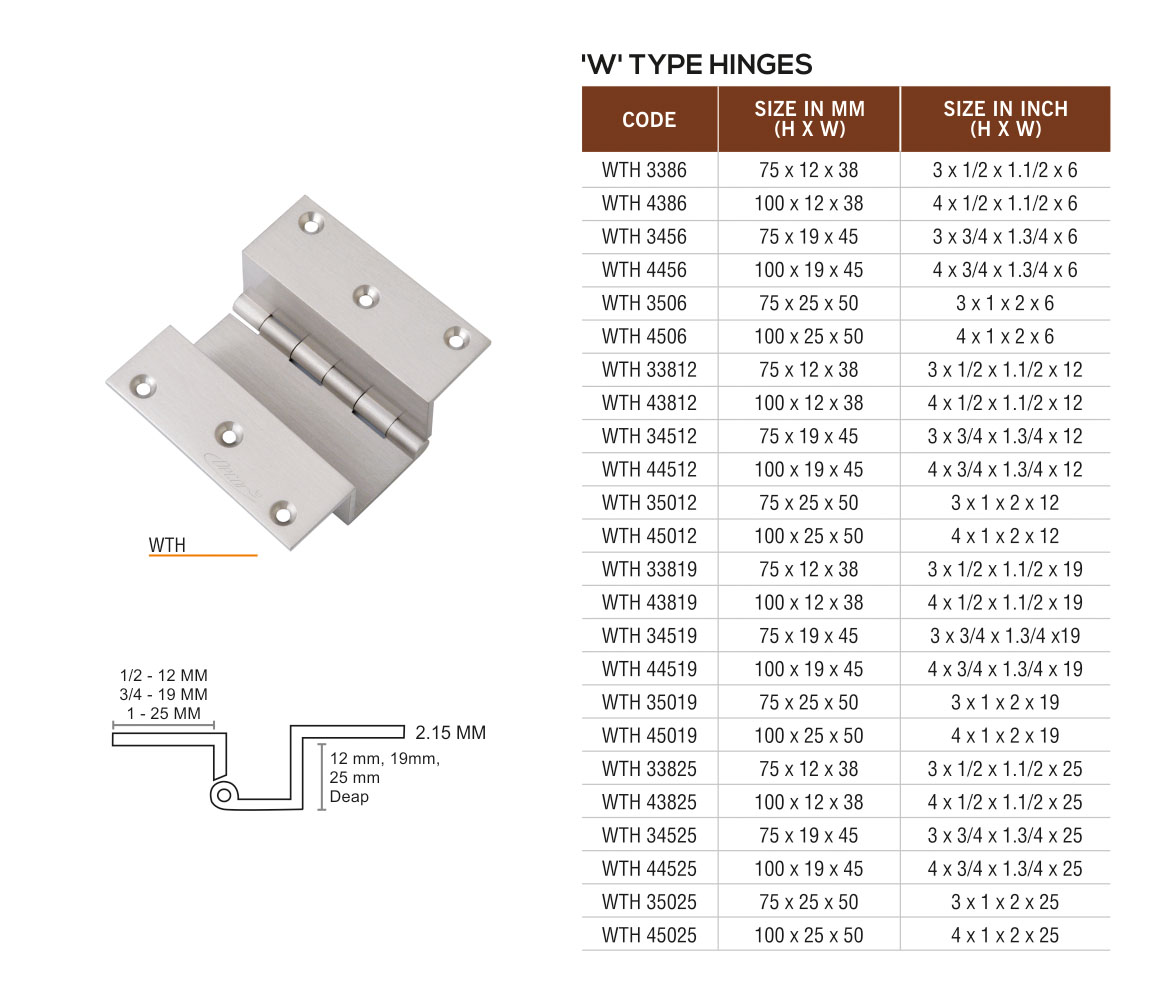 WTH by Decor Brass Hardware Hinges