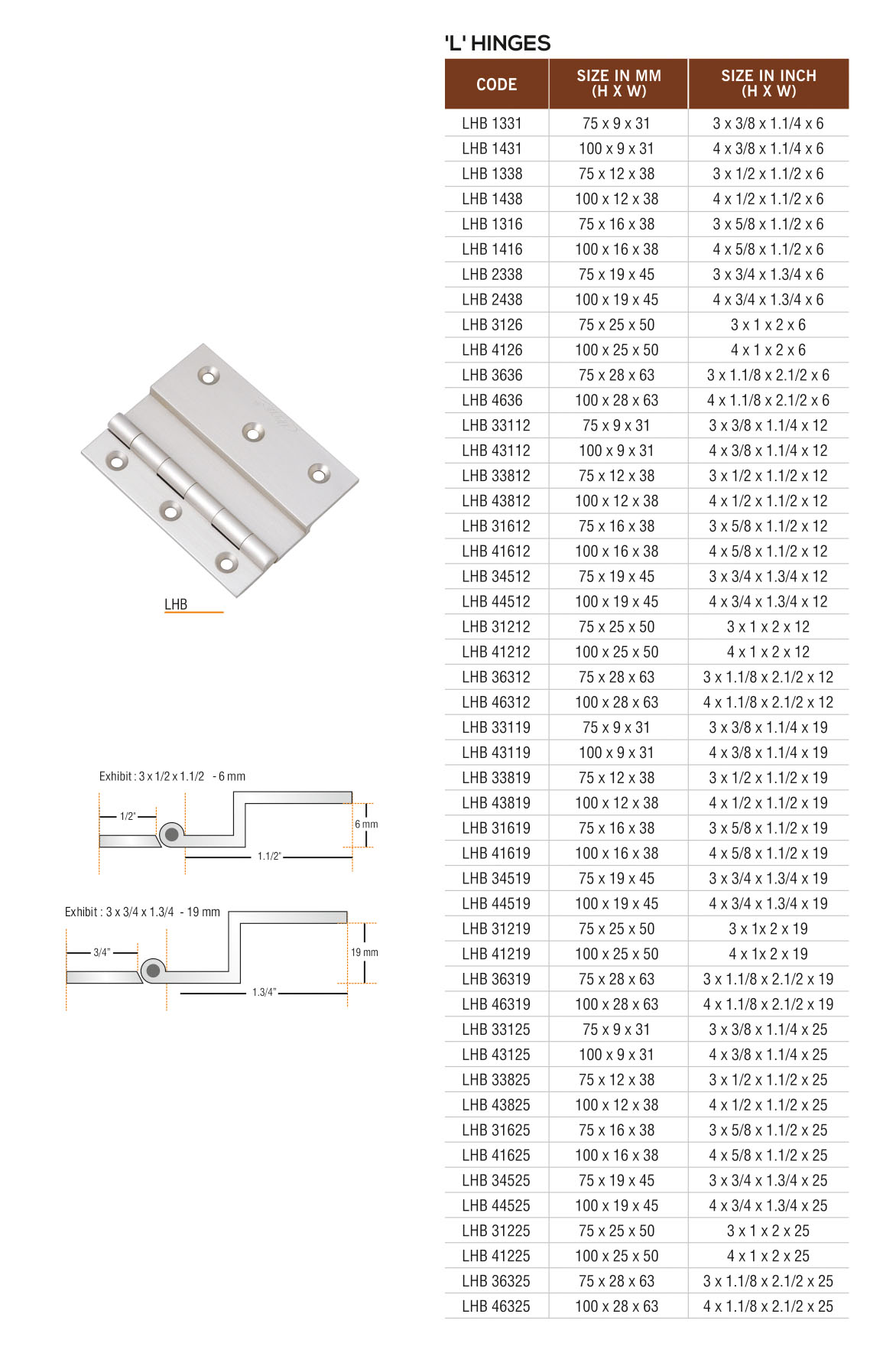 LHB by Decor Brass Hardware Hinges