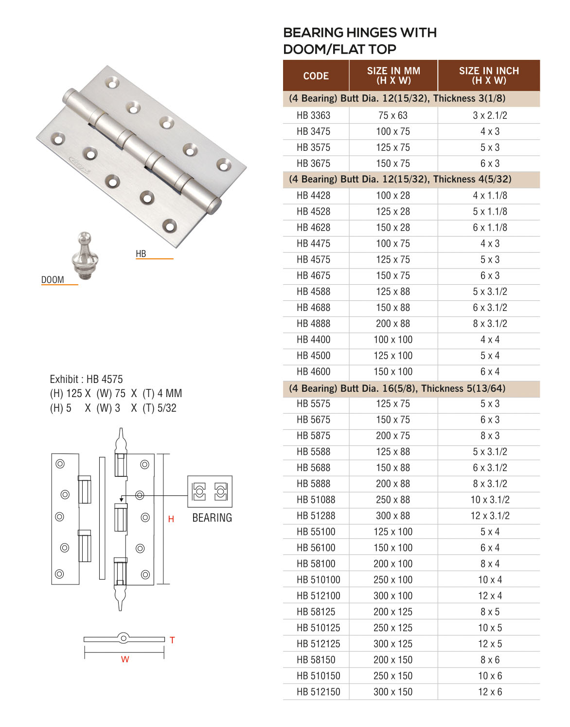 HB/DOOM by Decor Brass Hardware Hinges