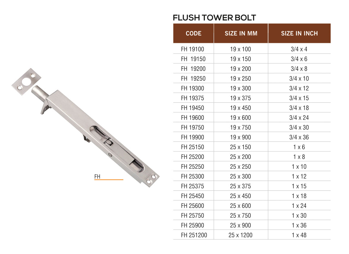 FH by Decor Brass Hardware Bolt and Latch